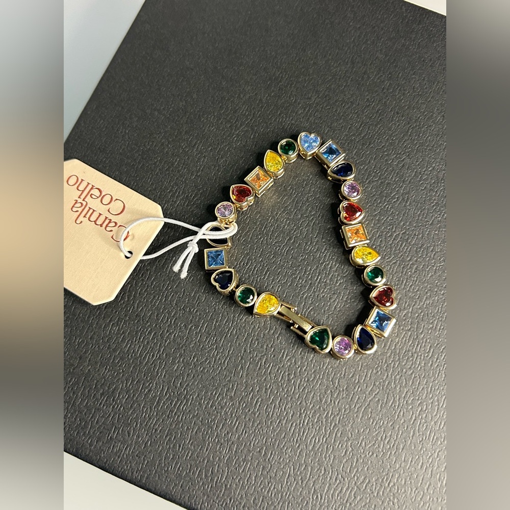 Viral Camila Coelho Colorful cubic zirconia Shapes Bracelet